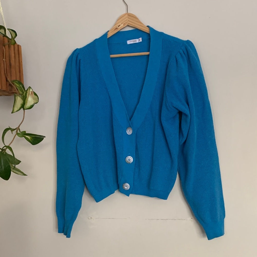 Chic Blue Button-Up Cardigan